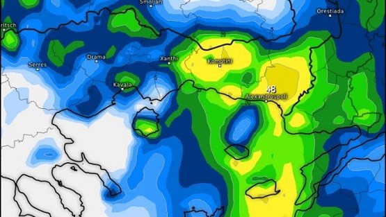 Ισχυρές βροχές αναμένονται Πέμπτη και Παρασκευή στη Θράκη